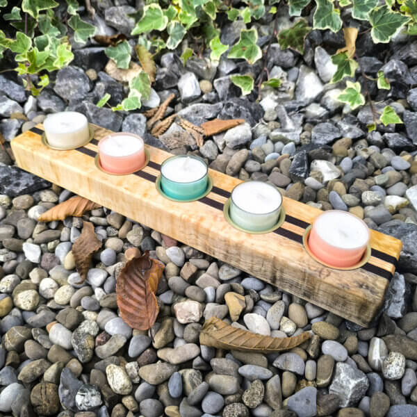 Teekerzenhalter aus Kastanie, Esche und Wenge