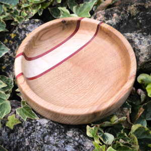 Elegante Schale aus Eiche, Ahorn und Padouk